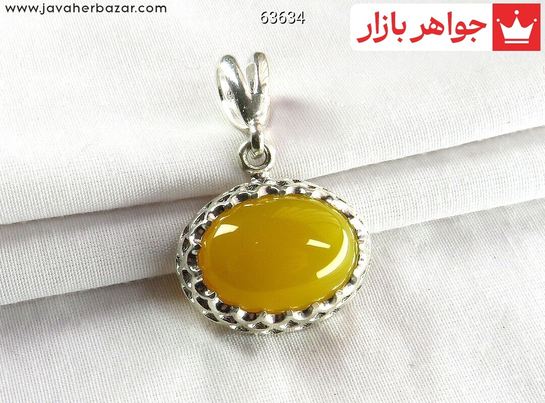 پلاک نقره عقیق زرد جذاب [شرف الشمس] رنگ تقویت شده